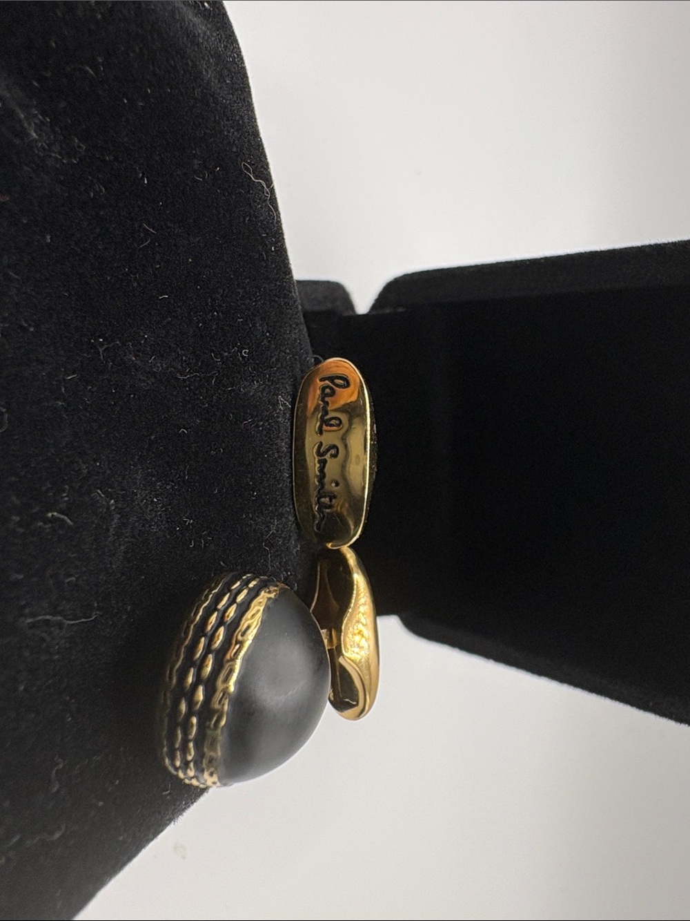 Paul Smith Black and Gold Textured Domed cufflinks